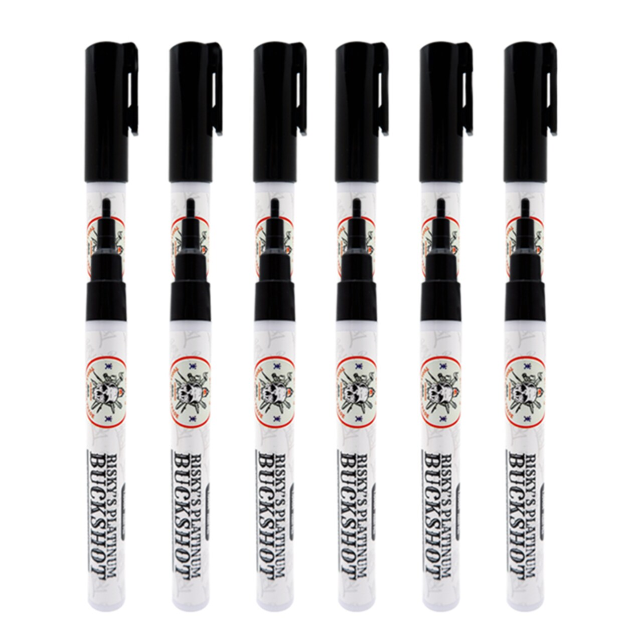 Risky's Tools of the Trade Platinum 1mm Buckshot 6 Pack of Black Paint Pens for Graffiti and Fine Art